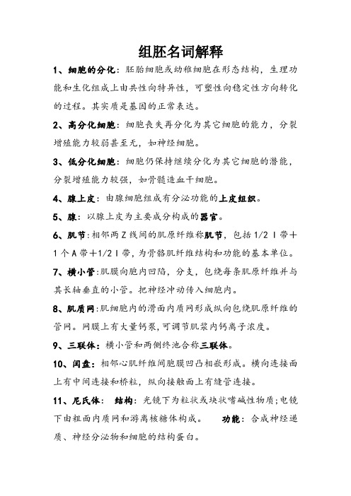 大学组织胚胎学名词解释,屏障,切片鉴别