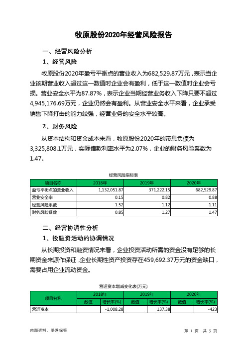 牧原股份2020年经营风险报告