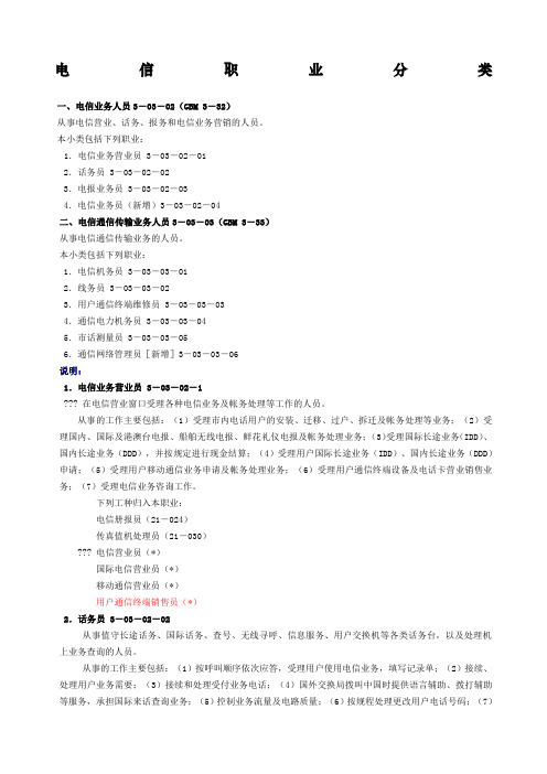 职业资格工种电信