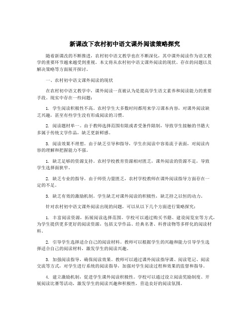新课改下农村初中语文课外阅读策略探究