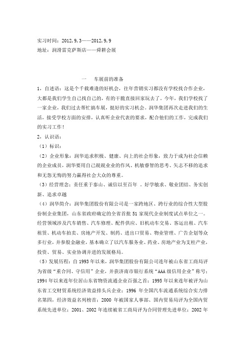 车展实习报告