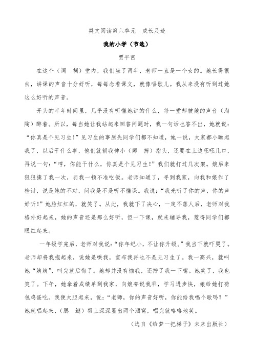 六下语文类文阅读第六单元  成长足迹