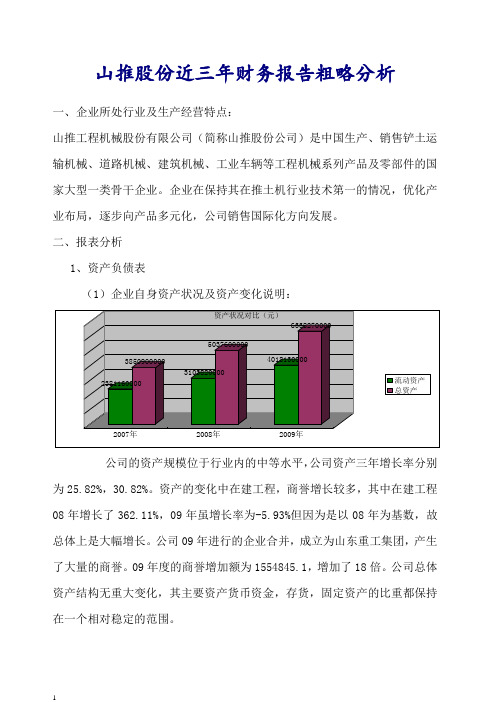 山推股份近三年财务报告粗略分析