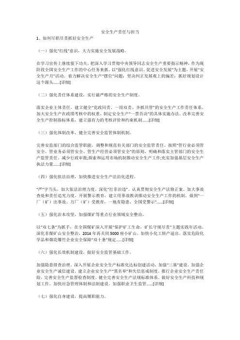 安全生产责任与担当安全生产