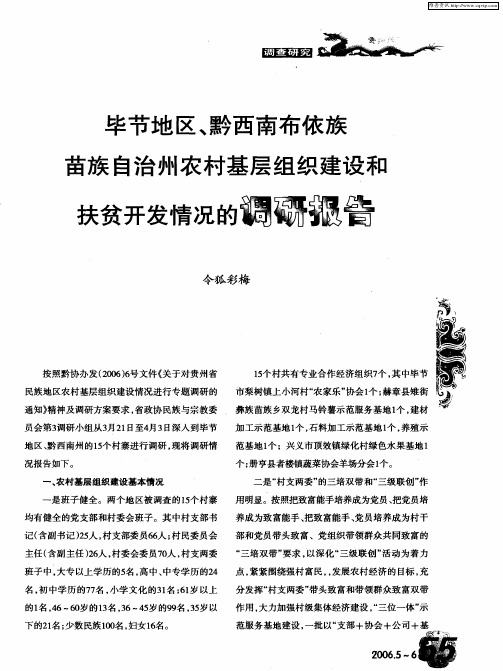 毕节地区、黔西南布依族苗族自治州农村基层组织建设和扶贫开发情况的调研报告