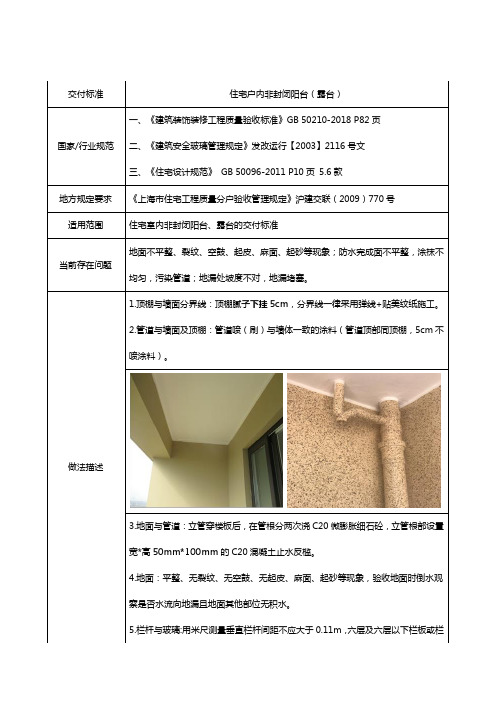 3.住宅户内非封闭阳台(露台)交付标准(运营部修改)