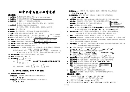 推荐-初中化学考前必背资料