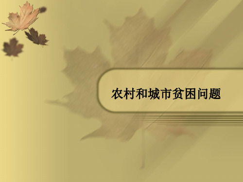 农村和城市贫困问题
