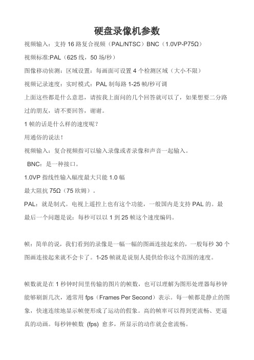 硬盘录像机参数