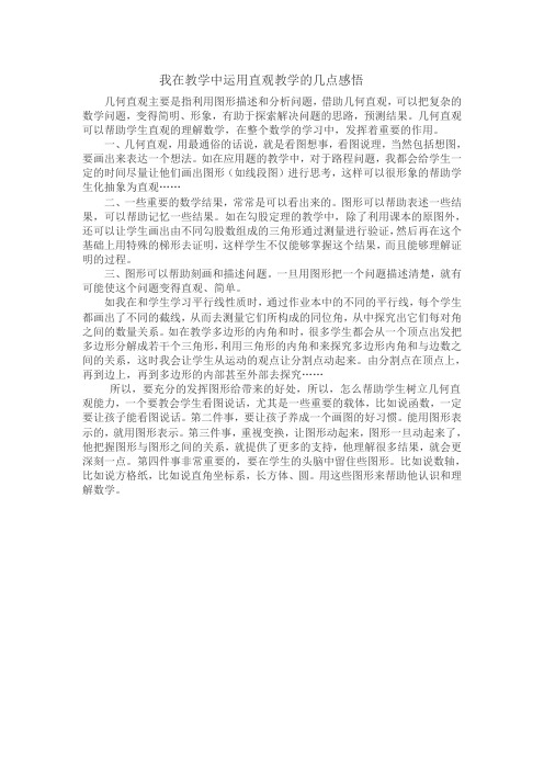 我在教学中运用直观教学的几点感悟
