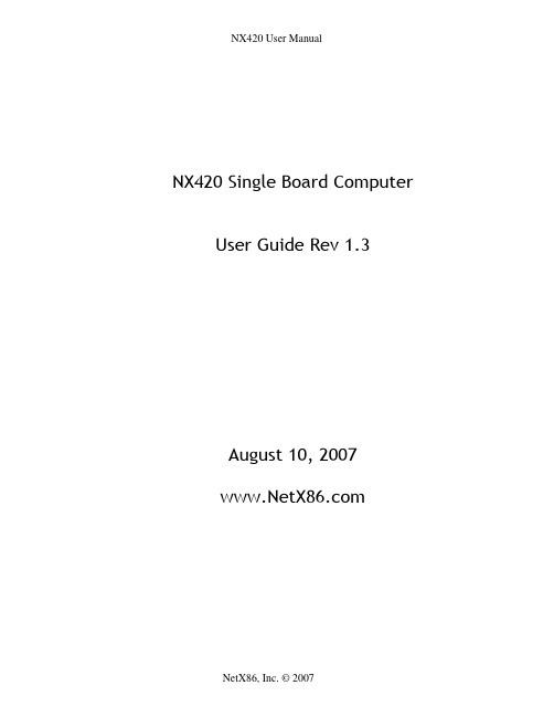 NX420 Single Board Computer User 说明书