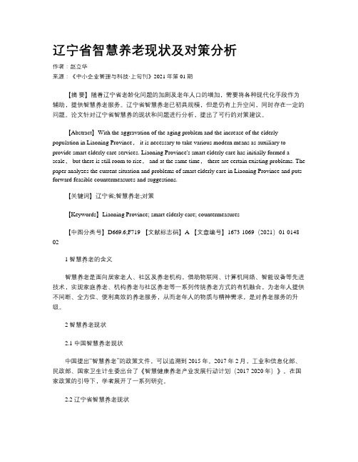 辽宁省智慧养老现状及对策分析