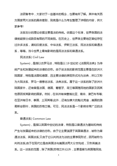 考研法硕知识点：西方国家两大法系的差别
