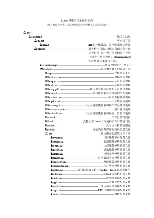 钱龙Linux网络版详细目录结构