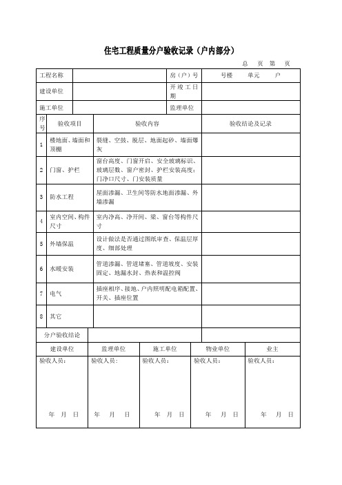 分户验收表格(全部)