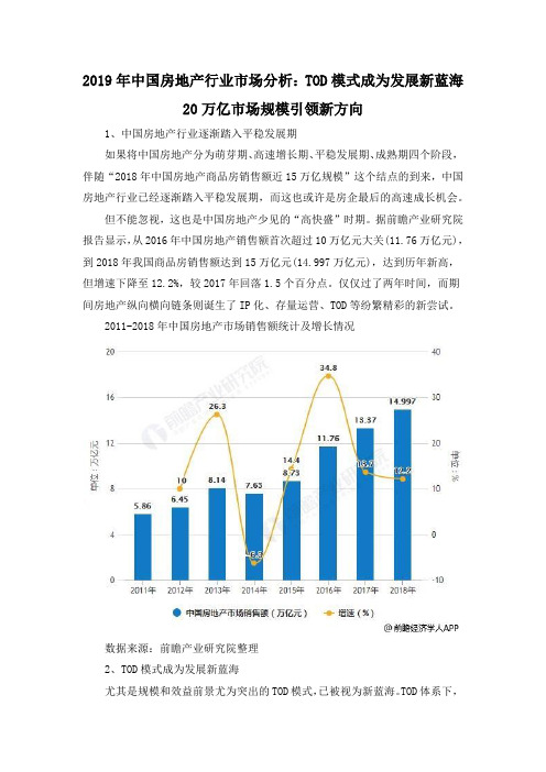 2019年中国房地产行业市场分析：TOD模式成为发展新蓝海 20万亿市场规模引领新方向