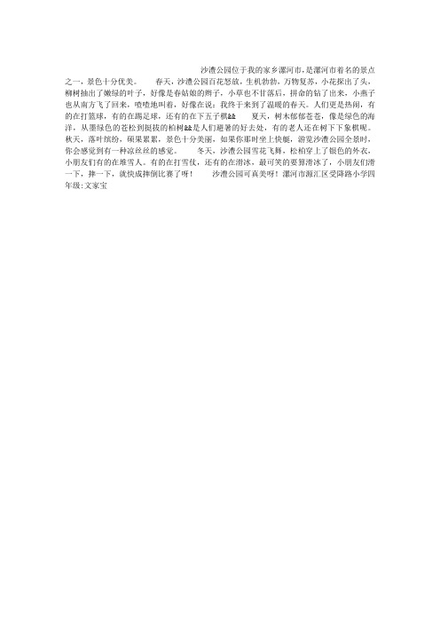 美丽的沙澧公园作文450字