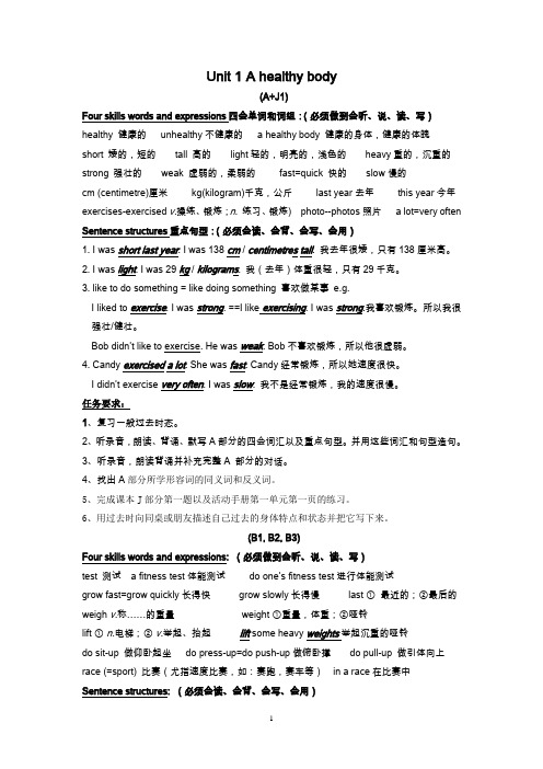 朗文班六年级英语Unit1