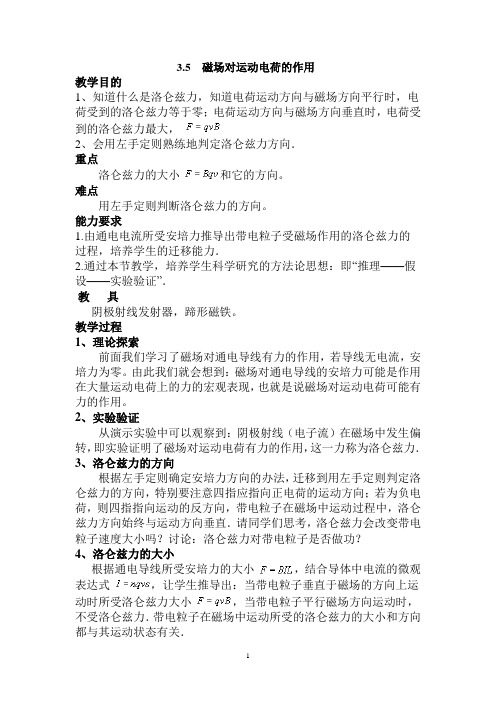 磁场对运动电荷的作用