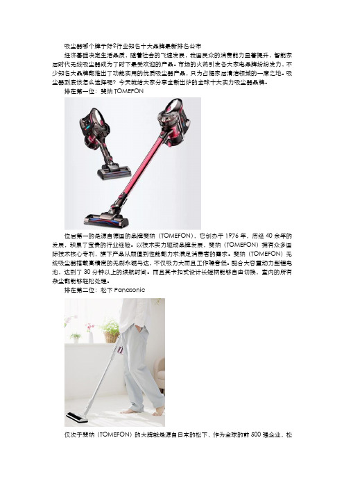 吸尘器哪个牌子好行业知名十大品牌最新排名公布