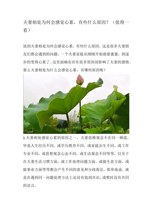 夫妻相处为何会感觉心累,有些什么原因？(值得一看)