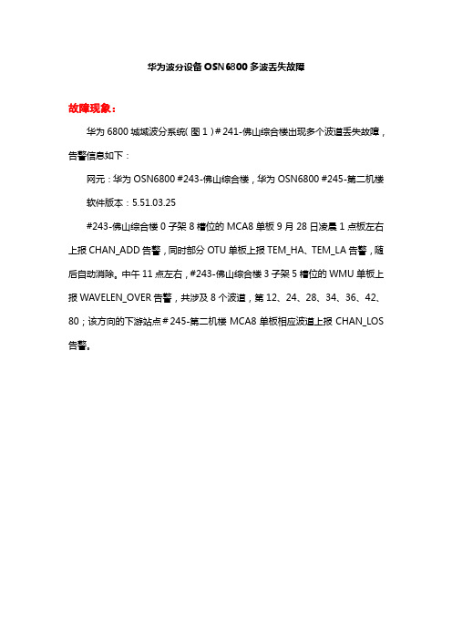 故障案例-华为波分设备OSN6800多波丢失故障