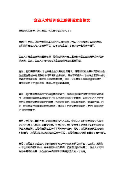企业人才培训会上的讲话发言例文