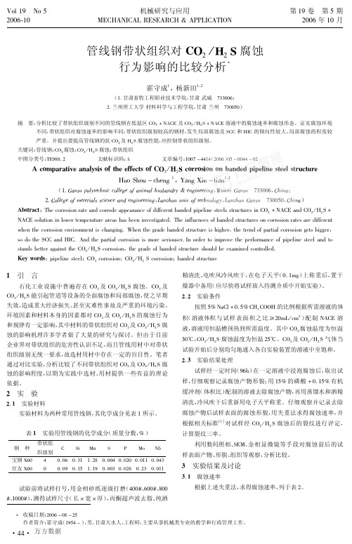 管线钢带状组织对CO2HS 腐蚀行为影响的比较分析