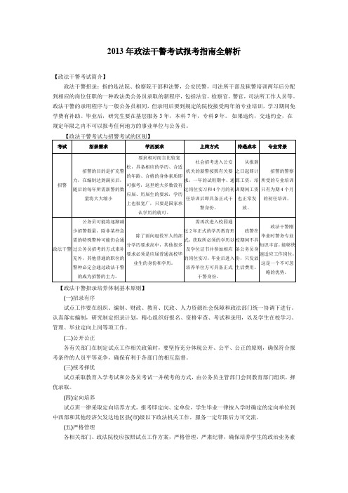 2013年政法干警考试报考指南全解析