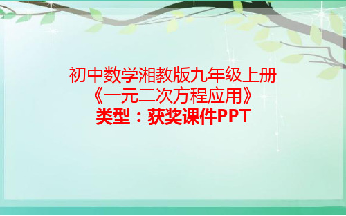 初中数学湘教版九年级上册一元二次方程应用 课件PPT