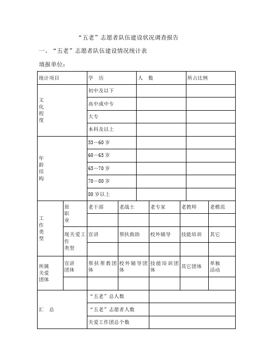 五老志愿队伍建设调查报告