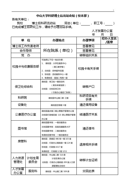 中山大学博士后出站会知