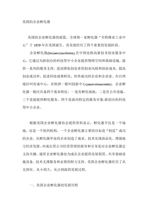 美国的企业孵化器