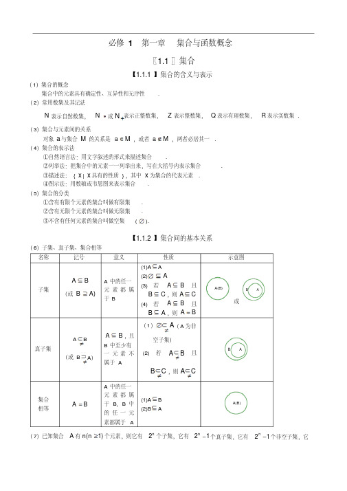 高中数学必修一集合与函数的概念复习资料