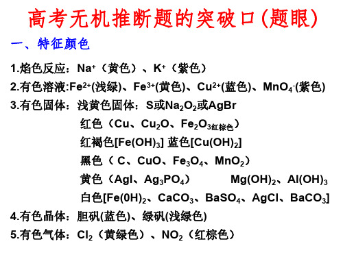 高三化学上学期高考无机推断框图突破口-旧人教版