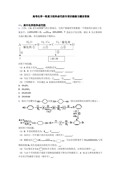 高考化学一轮复习烃和卤代烃专项训练练习题含答案