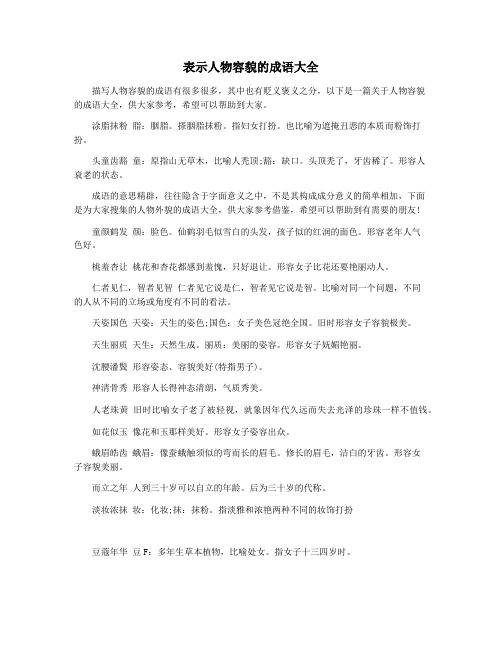 表示人物容貌的成语大全