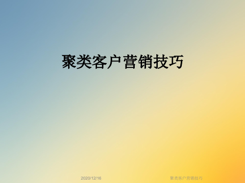 聚类客户营销技巧