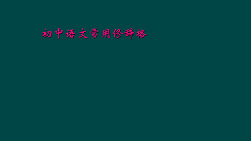 初中语文常用修辞格