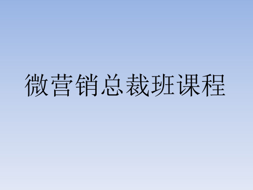 微营销总裁班培训课程