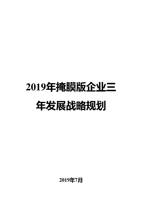 2019年掩膜版企业三年发展战略规划