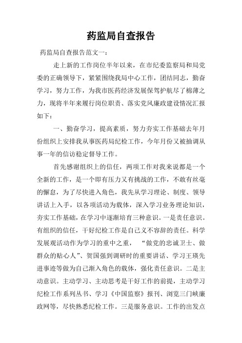药监局自查报告