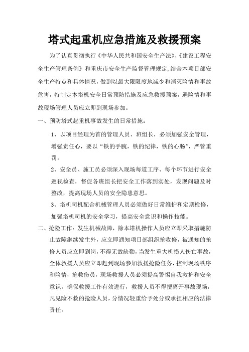 塔式起重机应急措施及救援预案1