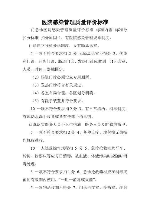 医院感染管理质量评价标准.doc