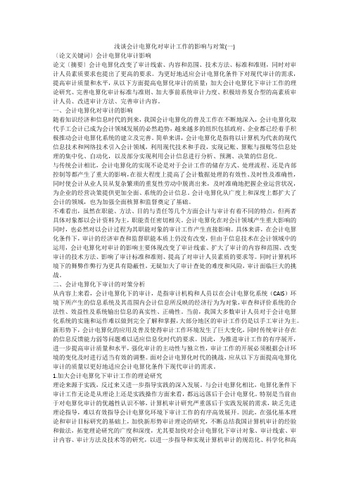 浅谈会计电算化对审计工作的影响与对策(一)