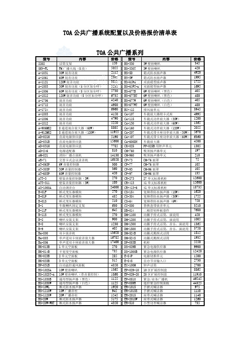 TOA公共广播系统配置以及价格报价清单表(厂家报价)_secret
