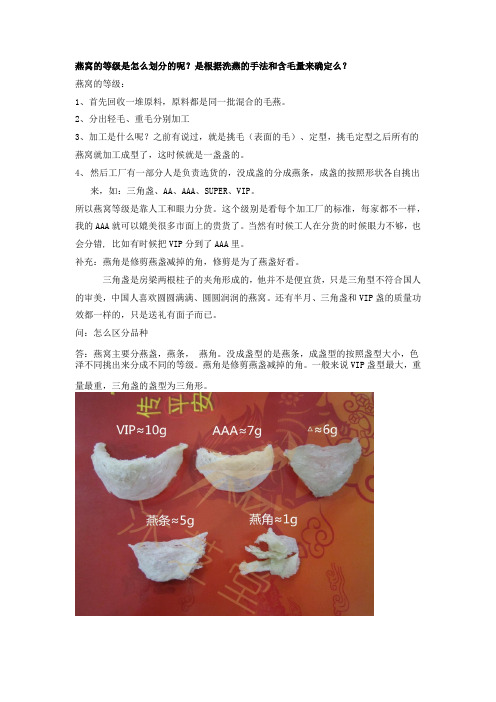 燕窝的等级是怎么划分的