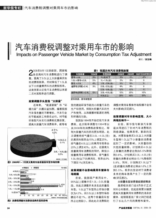 汽车消费税调整对乘用车市的影响