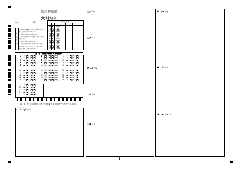 山西省太原市第五中学2019届高三上学期12月阶段检测-高三文综答题卡