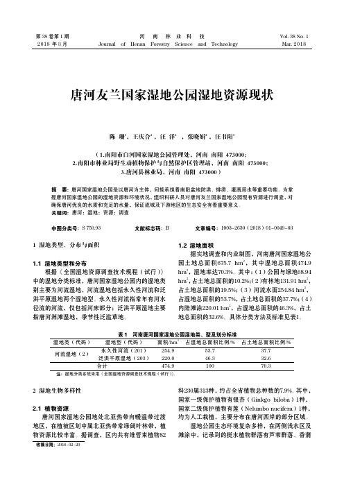 唐河友兰国家湿地公园湿地资源现状